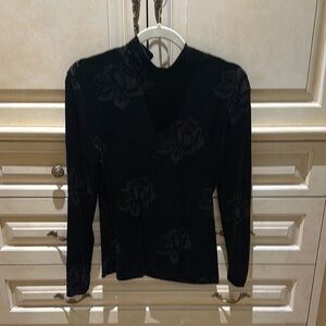 NWOT Ganni Velvet Rose Print mockneck 40/6/8